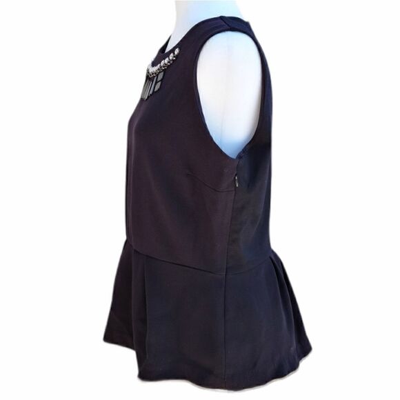 Worthington Peplum Embellished Black Top Size L - Picture 8 of 14